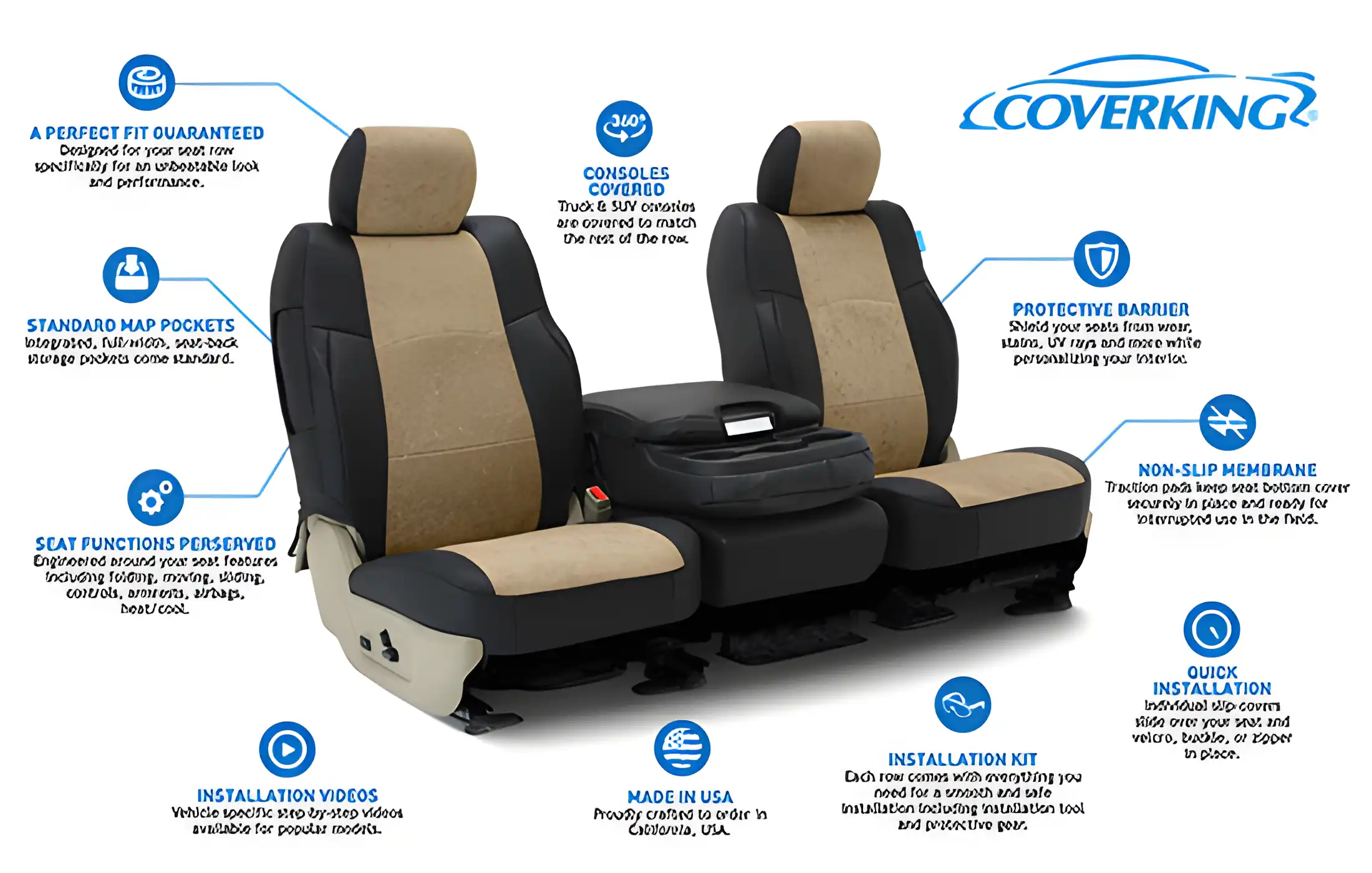 alcantara custom seat covers features