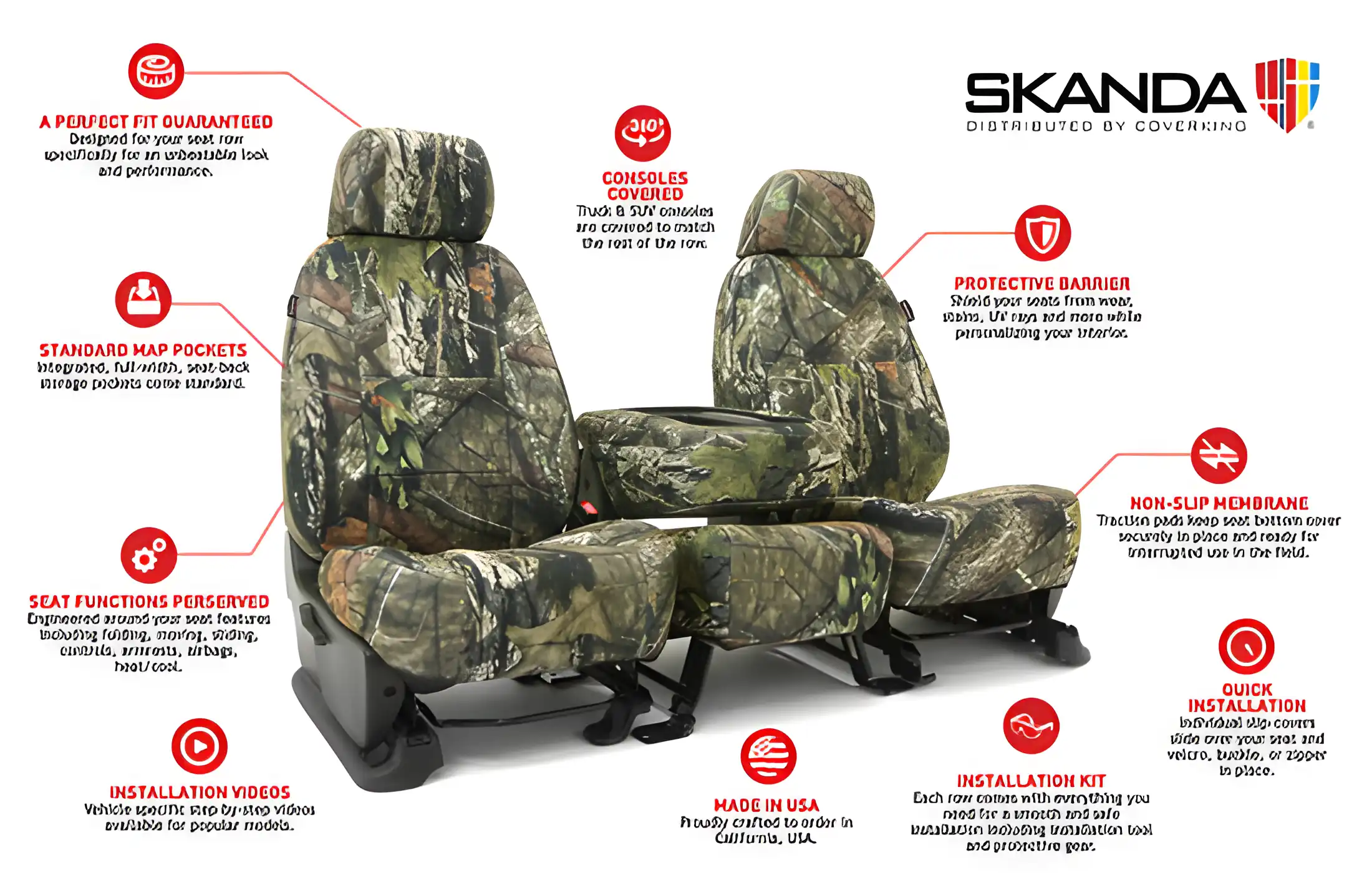 mossy oak custom seat covers features