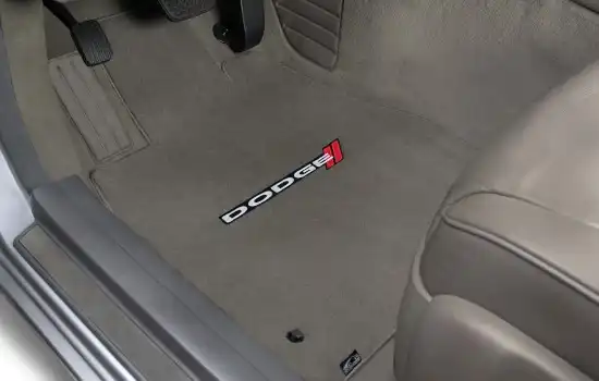 Dodge Stripes Logo Velourtex Mats Grey Driver